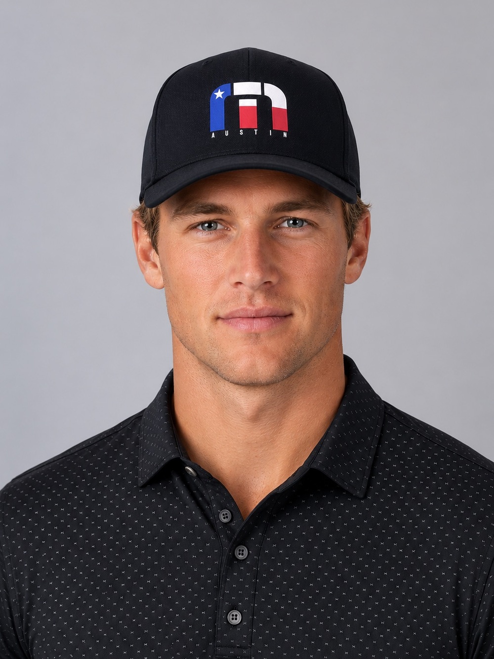Travis Mathew Austin Texas Flag Black Men’s L-XL Flex Fit Golf Hat Cap